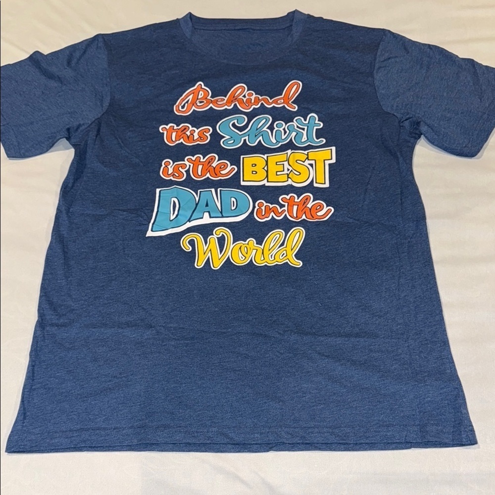 Short Sleeve Father's Day Tee Shirt Blue Men's Colourful Dad Gift Present